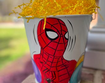 Boy Easter baskets,  metal Easter buckets, personalized baskets, Easter baskets personalized, painted Easter bucket, girl Easter basket
