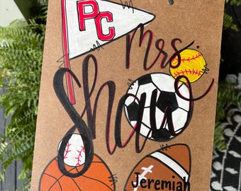 Clipboard, teacher clipboards, hand painted clipboards, custom clipboards, sports