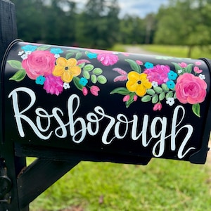 Hand painted mailbox, personalized mailbox, standard mailbox, floral mailbox, custom painted mailbox