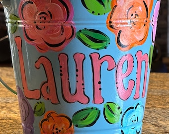 Easter baskets,  metal Easter buckets, personalized baskets, Easter baskets personalized, painted Easter bucket, metal buckets