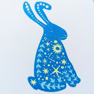 Celestial Bunny Original Reduction Print on Recycled Paper image 4