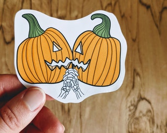 Jack O' Lanterns Kissing Halloween Sticker, Halloween Theme, October, Matte Sticker
