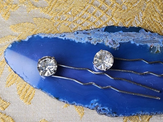 Pair of Clear Rhinestone Hair Pins - image 1