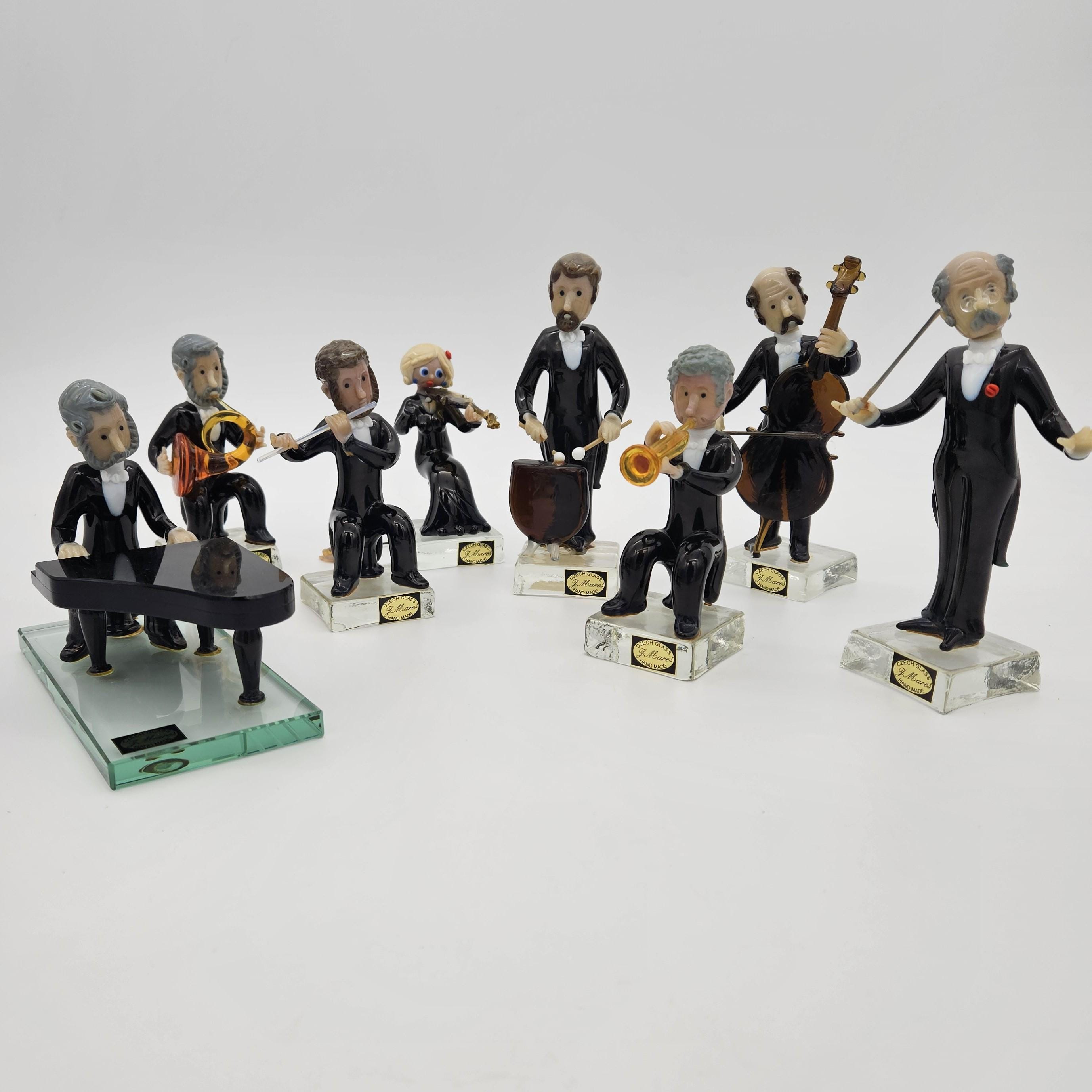 Czech Glass 8-piece Orchestra Handmade by J. Mares - Some Pieces