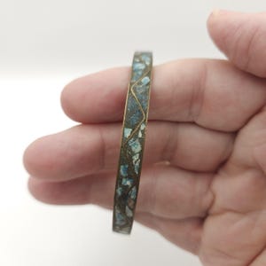 Vintage Brass Bangle with Inlaid Turquoise Chips