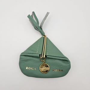 Soft Green Leather Coin Purse from Rome