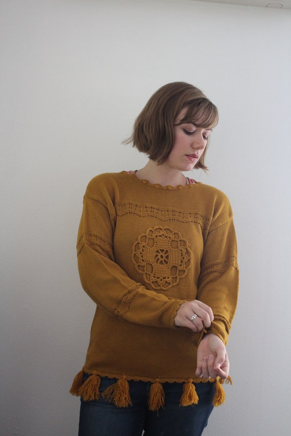 Vintage 1980s Mustard Yellow Leslie Fay Sweater