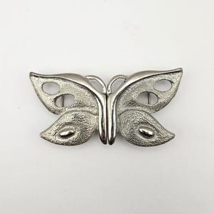 Mimi D Vtg Silver Shell Buckle Gray Belt. VTG Mimi D N Belt Buckle Silver Plated Interlocking Double  main image 3