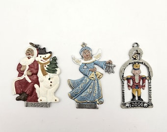 Vintage German Pewter Christmas Ornaments - TGA Kuhn Zinn - 2000, 2002, 2006