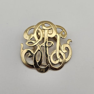 Faux Monogram Gold Tone Scarf Clip