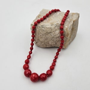 Vintage Graduated Red Glass Bead Choker