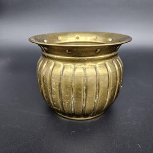 Small Round Brass Fluted Pot with Flared Rim Made in India