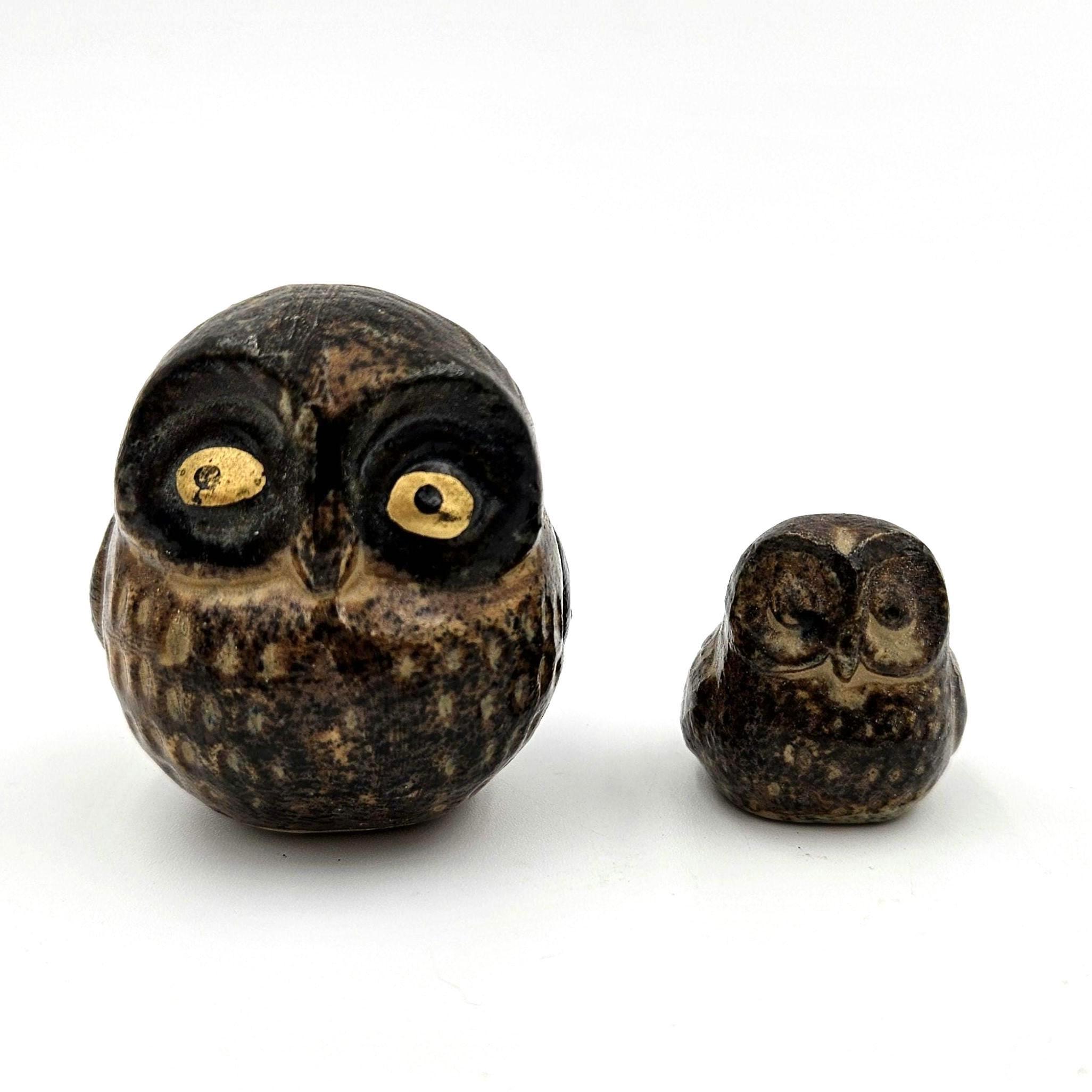 Otagiri Style Pair of Small Ceramic Owls 1970s