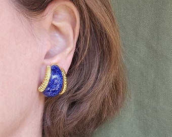 1990's Blue and Gold Clip-On Earrings
