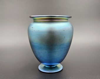 Steuben Blue Aurene Vase Shape 938 signed