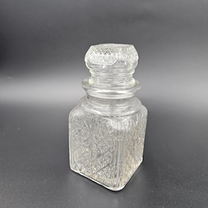 Vintage Pressed Glass Square Form Jar 1970s