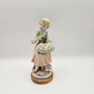 Bisque Girl Holding a Flower Basket