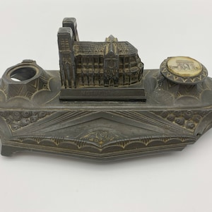 Double Inkwell Grand Tour Paris Souvenir Notre Dame Arch de Triomphe