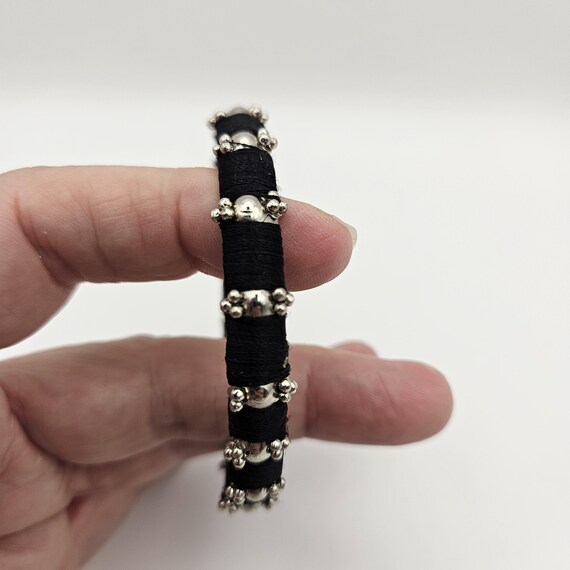 Black Thread-Wrapped Bangle Bracelet – Minimalist… - image 2