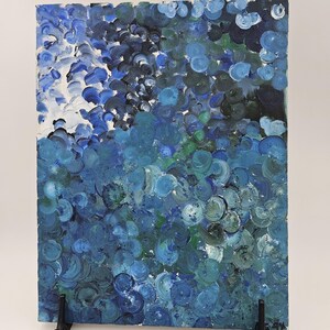 Blue Circles Abstract Painting Acrylic on Canvas by Martha Sugars - Unframed - 1994 - 18x14