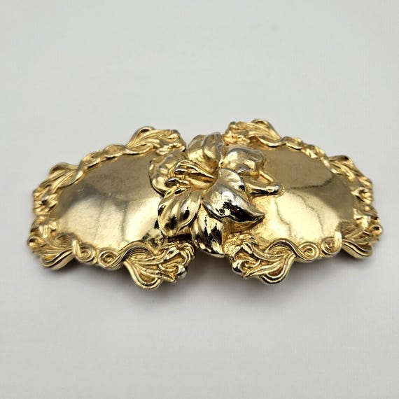 Gold and Black Decorative Buckle Made By Accessocraft NYC ACCESSOCRAFT NYC Ornate Rich Golden Gold Tone Jeweled Faux  main image 2
