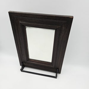 Dark Stained Oak Framed Mirror - 12 3/4 inches by 16 1/4 inches