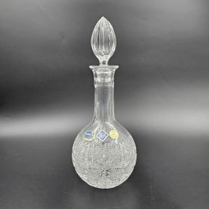 Bohemian Crystal Jihlava Liquor Decanter with Bulbous Body and Narrow Neck