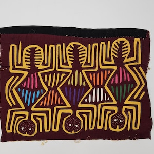 Vintage Mola Maroon and Yellow with accent colors and embroidery