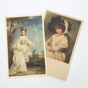 Par de cartões postais da Biblioteca e Galeria de Arte de Huntington com "Emma, Lady Hamilton" e "Diana, Viscondessa Crosbie"