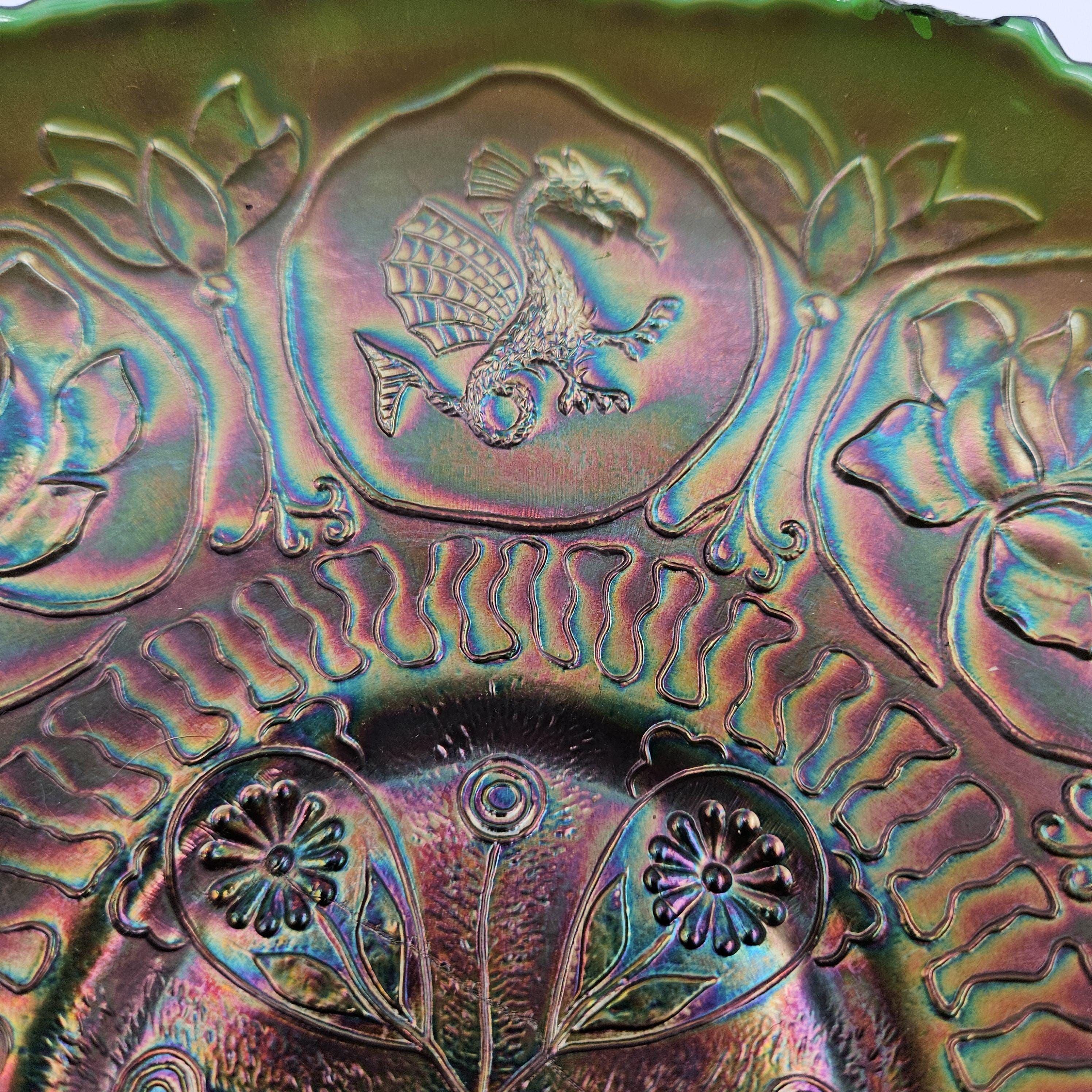 【ひびあり】フェントン ドラゴン ロータス カーニバルガラス Carnival Glass Dragon and Lotus - Etsy