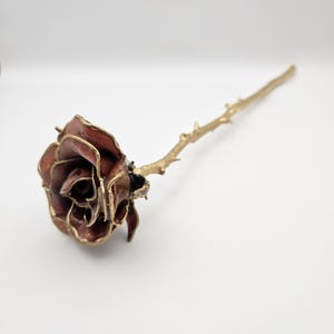 Red Rose with Gold Stem - Lacquer Dipped