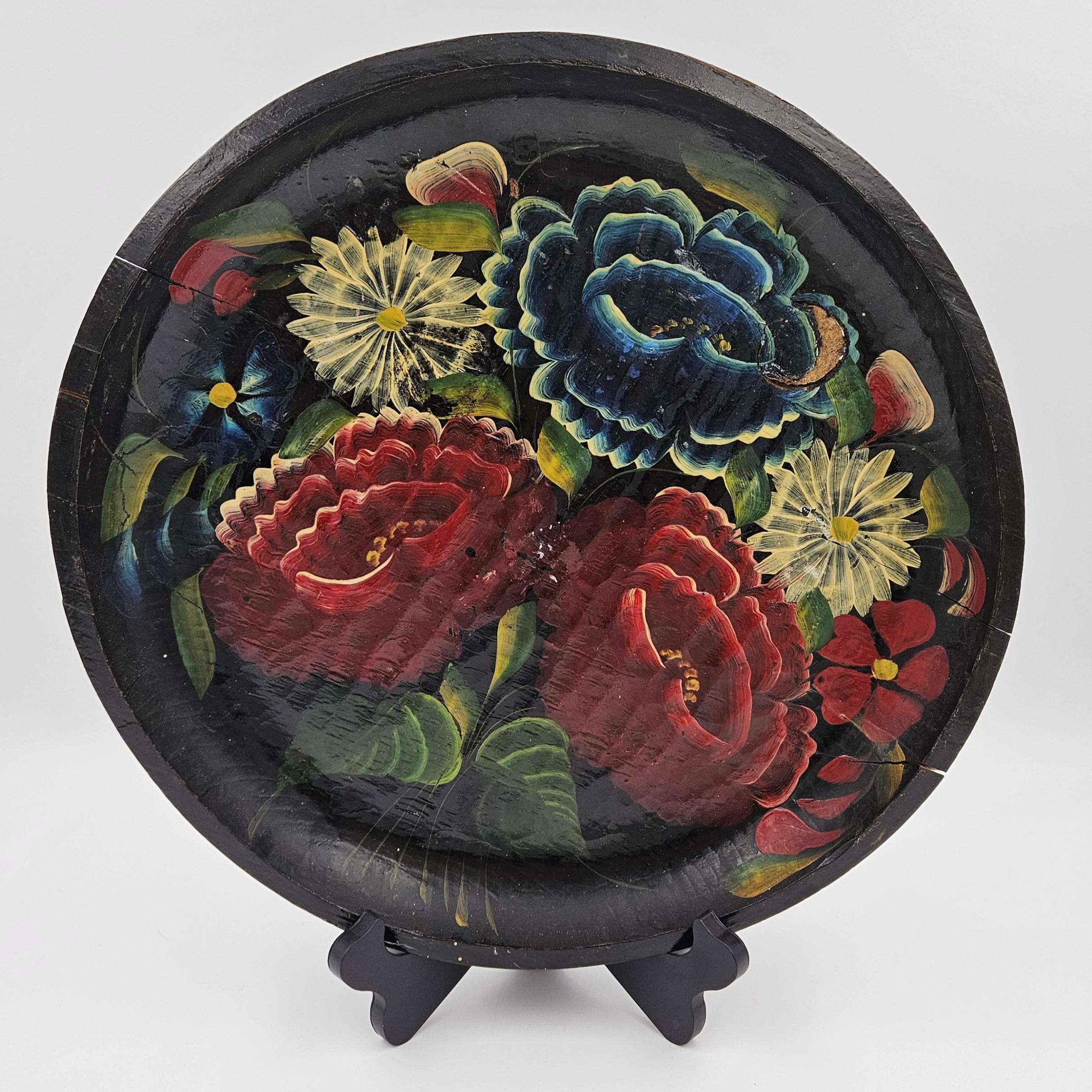 Vasque ronde à poser en faience blanche reproduction décor tradition vieux moustiers polychrome