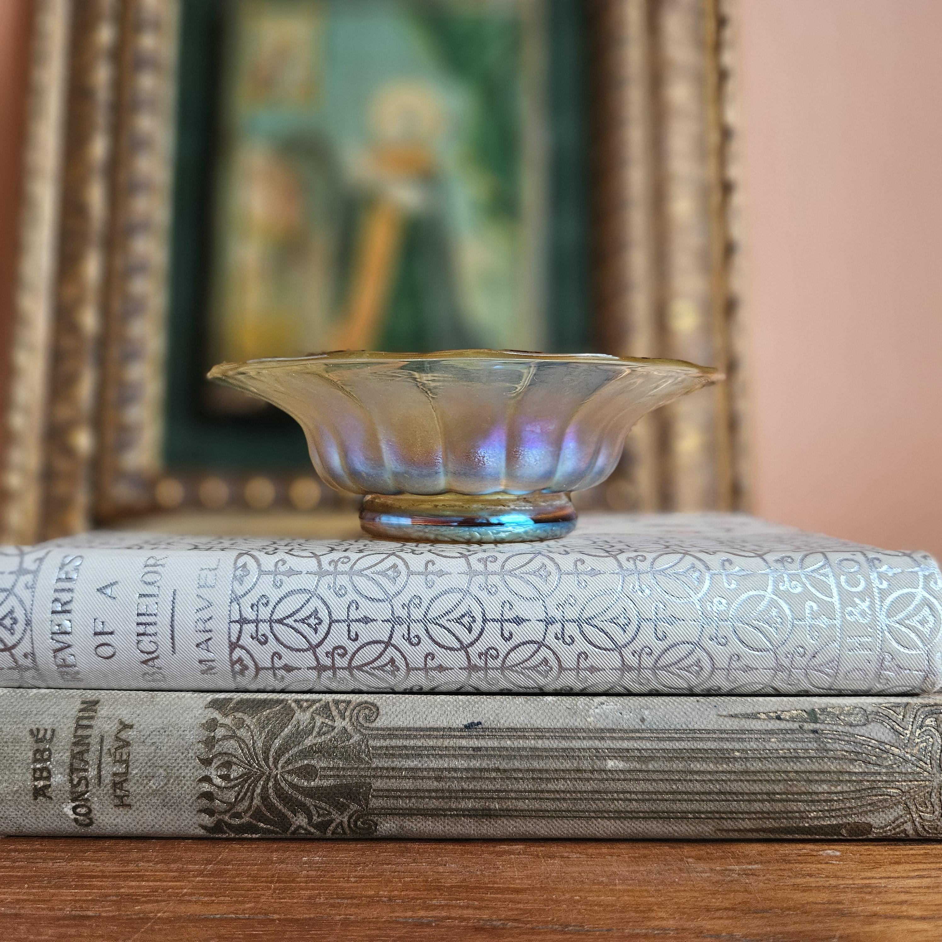 【希少】Tiffin ティフィン アンティーク ガラス ボウル 金彩 Tiffany Studios Gold Favrile Bowl Early 1900's Antique Art Glass