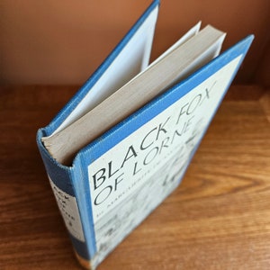 May include: A blue hardback book titled "Black Fox of Lorne" by Marguerite Vance.