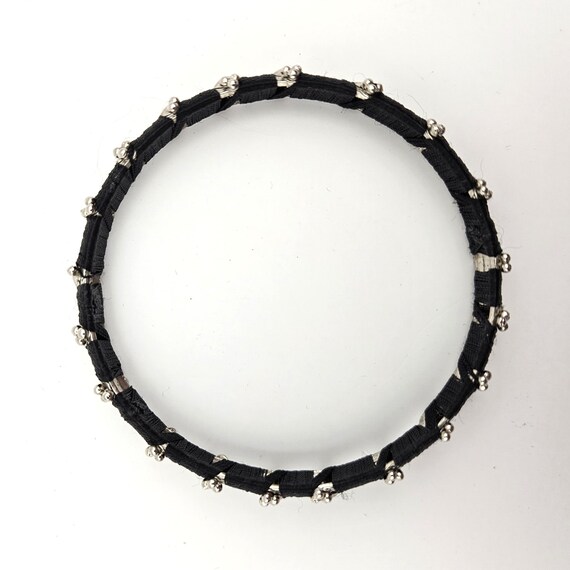 Black Thread-Wrapped Bangle Bracelet – Minimalist… - image 5