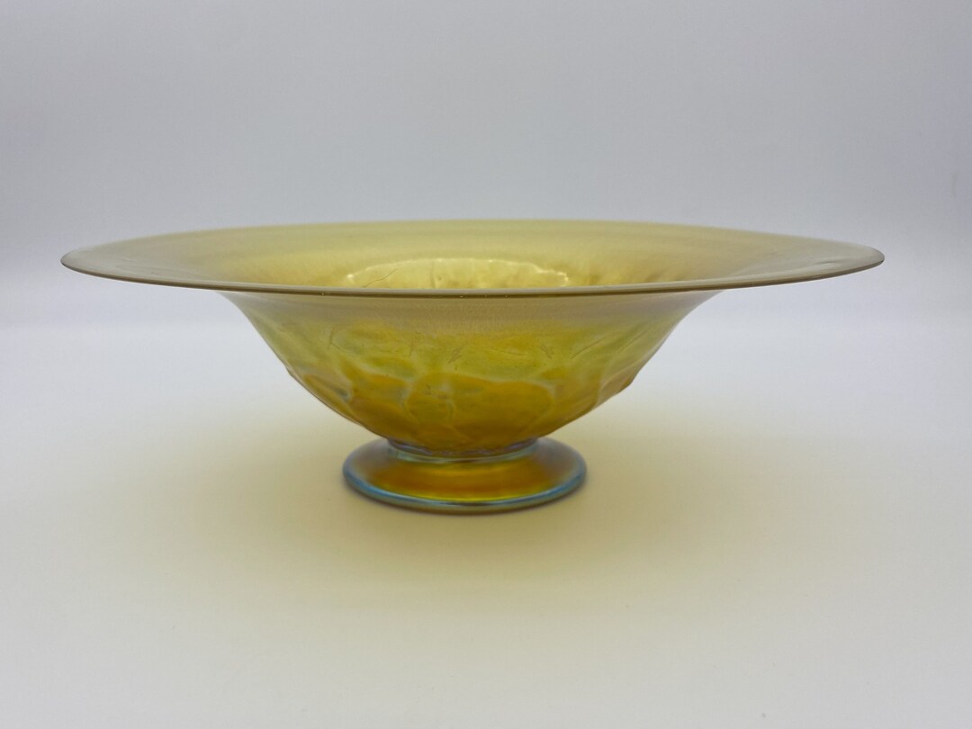 Nash Art Glass Bowl Gold With Iridescence Late 1920's Arthur Douglas