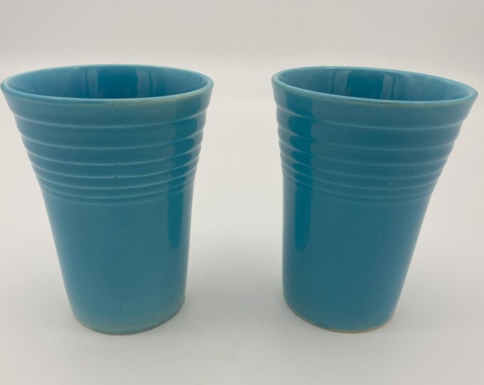 Vintage Fiesta Turquoise Water Tumblers Homer Laughlin Original