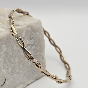 Delicate Gold Filled Twisted Bangle Bracelet