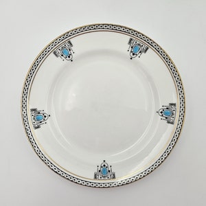 Paragon China Bread Plate: Turquoise & Black Art Deco Design