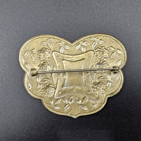 Art Nouveau Brooch with Flowers and Leaves and a … - image 3