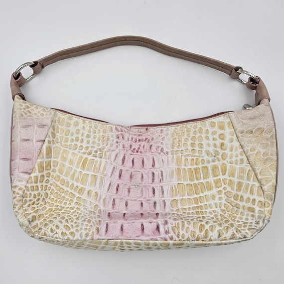 Vera Pelle Crocodile Embossed Leather Hobo Bag in Pink and  display picture 1