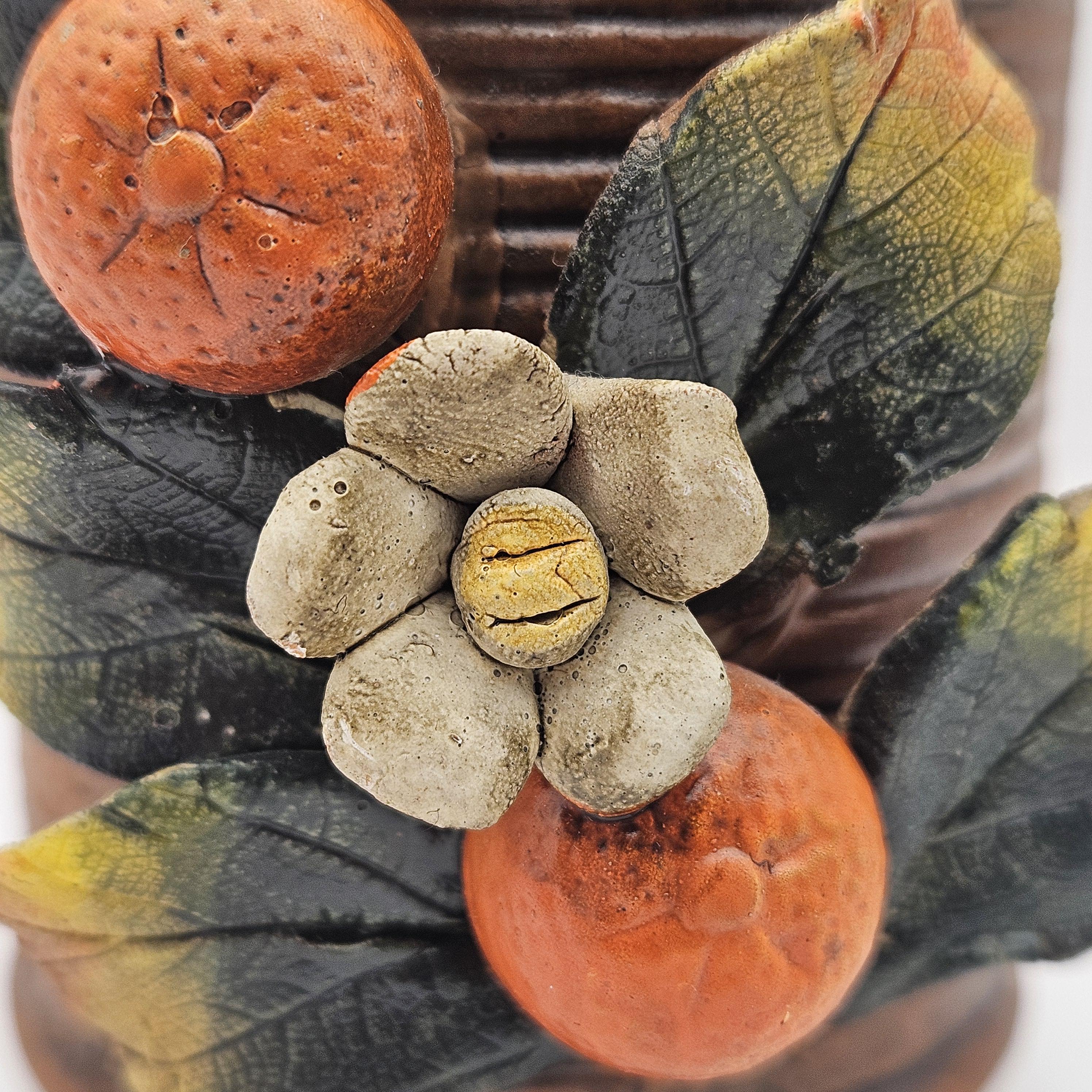 Antica Fornace Casa Sicilia Vase With Applied Oranges - Terra