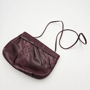 Salvatore Ferragamo Burgundy Leather and Snakeskin Bag - Clutch or Crossbody