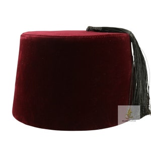 Egyptian Turkish Red Fez Tarboush Hat Black Tassel, Doctor Who Fez Hat Costume Accessories Ottoman Fes Pasha Hat for Sultan