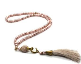 Light Pink Pearl Tasbih, 99 Beads Misbaha, Tasbeeh, Prayer Beads, Tijani Tasbih, Tesbih Beads, Subha, Sibha, Hajj Mubarak Gifts TSBK