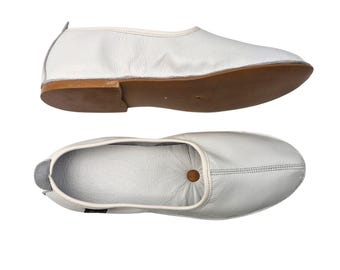 Zapatos blancos de mujer con conexión a tierra, remaches de cobre, mocasines con conexión a tierra, zapatos planos cómodos de piel suave, caída cero, calzado de diseño anatómico.