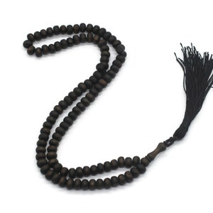 Matte Black Genuine Olive Wood Beads with a tassel, 99 Beads Misbaha Tasbih Zikr Tasbeeh Tesbih 7.5 mm Dhikr Prayer Beads TSBK