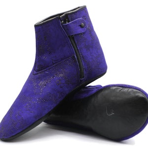 Genuine Leather Purple Feet Warmer with Women&#39;s Size, Winter socks, Shoes, Moccasin, Grounding Shoes, Khuffain, Wudu Socks, Home Shoes