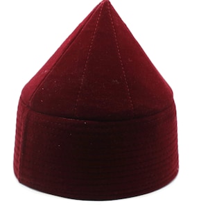 Bordeux Naqshibandi Kufi, Velvet Muslim Takke Peci Kofia Hat Topi, Dervish Clothing, Haqqani Sufi Cap, Men&#39;s Muslim Prayer Hat