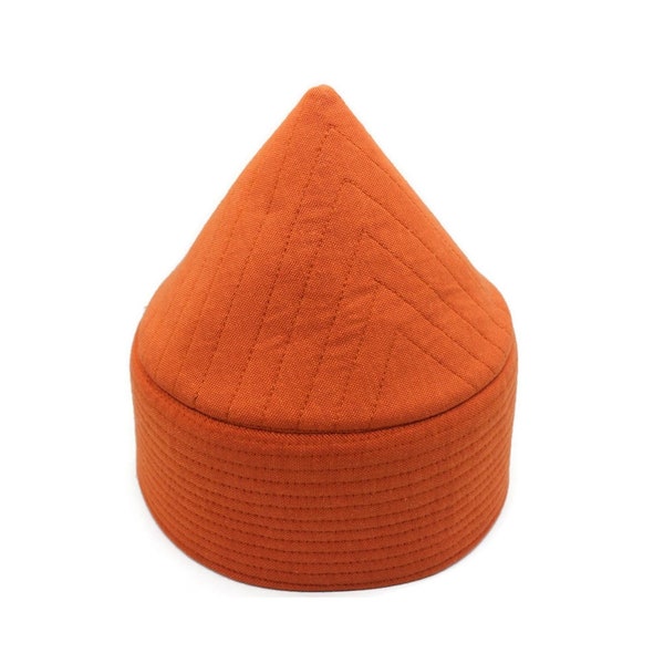 Orange Naqshibandi Kufi Muslim Takke Peci Kofia Hat Topi, Dervish Clothing, Haqqani Sufi Hat